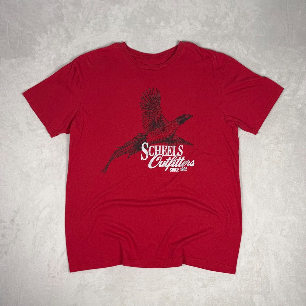 Modern Mens Scheels Outfitters Pheasant Graphic Tee Red XL